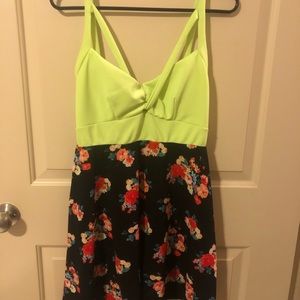 Floral and neon green dress